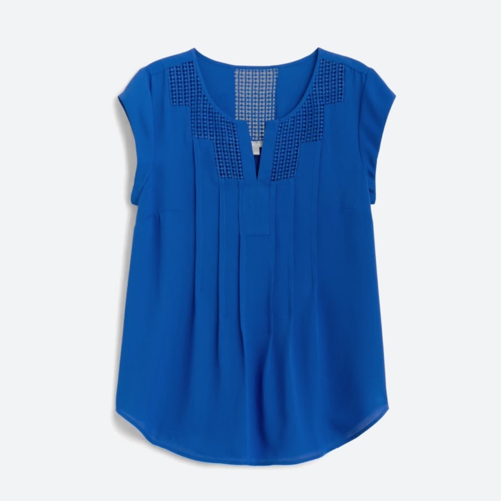 DANIEL RAINN Estefany Lace Detail Split Neck Blouse – Blue, Women’s Large